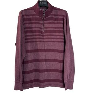 Denver Hayes Men’s size Large 1/4 zip sweater striped‎ pullover cotton blend